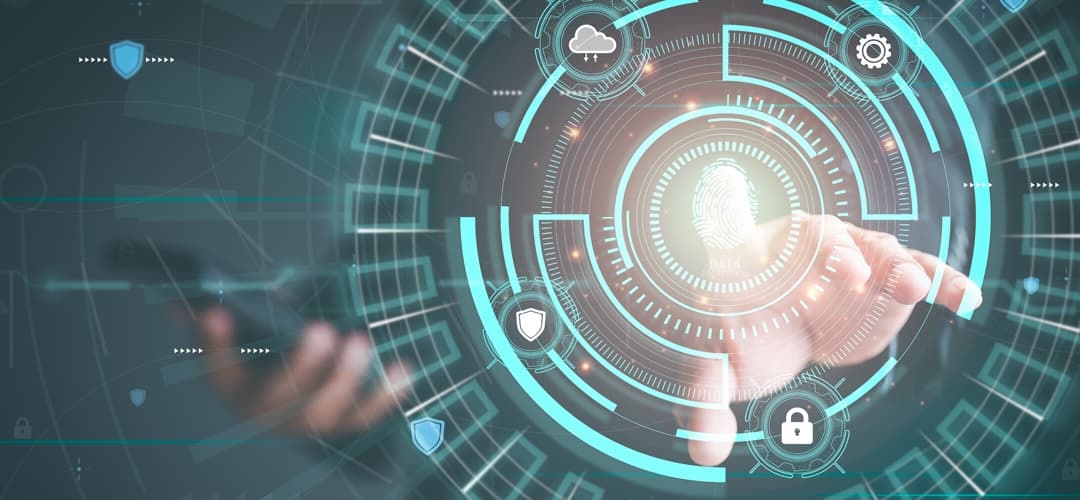 hoto illustration of biometric security scanning with fingerprint